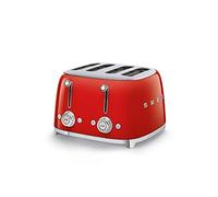 Smeg, Tostapane 4x4 TSF03RDEU, 4 Scomparti per 4 fette, 6 Livelli di Doratura, Funzione Riscaldamento, Scongelamento e Bagel, Espulsione Automatica del Pane, 2 Cassetti Raccoglibriciole, 2000W, Rosso