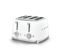 Smeg, Tostapane 4x4 TSF03WHEU, 4 Scomparti per 4 fette, 6 Livelli di Doratura, Funzione Riscaldamento, Scongelamento e Bagel, Espulsione Automatica del Pane, 2 Cassetti Raccoglibriciole, 2000W, Bianco