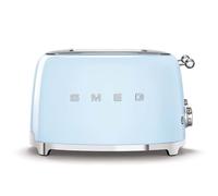 Smeg, Tostapane 4x4 TSF03PBEU, 4 Scomparti da 36mm, 6 Livelli di Doratura, Funzione Riscaldamento, Scongelamento e Bagel, Espulsione Automatica del Pane, 2 Cassetti Raccoglibriciole, 2000W, Azzurro