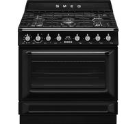 Smeg TR90GMBL Cucina 90 Cm, Modello Victoria, Piano Cottura A Gas, 5 Fuochi, Forno Elettrico Multifunzione, Colore Nero, Classe Energetica A
