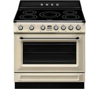Smeg TR90IMP Cucina 90 Cm, Modello Victoria, Piano Cottura A Induzione, 5 Zone, Forno Elettrico Multifunzione, 115 Litri, Color Panna, Classe Energetica A