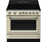 Smeg TR90IMP Cucina 90 Cm, Modello Victoria, Piano Cottura A Induzione, 5 Zone, Forno Elettrico Multifunzione, 115 Litri, Color Panna, Classe Energetica A