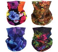 SMEHCF 4 Bandane Multiuso Donna Uomo Fascia Capelli Passamontagna Capelli Sciarpa Testa Mezza Maschera Ghette Collo Traspirante Lavabile Viola Giallo Farfalla Daisy Hive