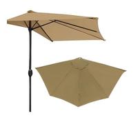 SMELEDFCFK Copertura di Ricambio per Ombrellone da Parete Mezzaluna Telo di Ricambio per Ombrellone da Giardino 2.7m 3.0m Tettuccio Superiore per Ombrello 5 Stecche(Khaki,270cm/9ft)