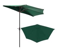 SMELEDFCFK Copertura di Ricambio per Ombrellone da Parete Mezzaluna Telo di Ricambio per Ombrellone da Giardino 2.7m 3.0m Tettuccio Superiore per Ombrello 5 Stecche(Green,300cm/10ft)