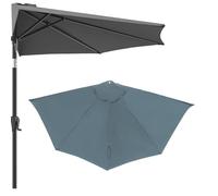 SMELEDFCFK Copertura di Ricambio per Ombrellone da Parete Mezzaluna Telo di Ricambio per Ombrellone da Giardino 2.7m 3.0m Tettuccio Superiore per Ombrello 5 Stecche(Grey,300cm/10ft)
