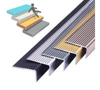 SMELEDFCFK Profilo per Scale 50cm 90cm 120cm Profilo Angolare Profilo per Gradini in Alluminio Strisce in Metallo Antiscivolo, Larghezza 5cm Paraspigolo A Forma di L(Black,L 51in/130CM)