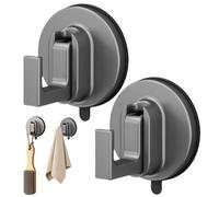 SMELEYOU Confezione da 2 ganci a ventosa ideali per ghirlande, senza trapano, ideali per porta d'ingresso, decorazioni natalizie in vetro, bagno, doccia, asciugamani (grigio)
