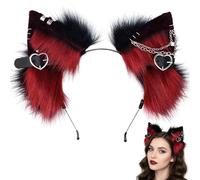 SMELEYOU Orecchie da Rave Peluche Orecchie Foxy con piercing pieghevoli per concerti da bar Feste in costume Claret