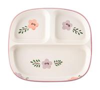SMELEYOU Piatti divisi con 3 scomparti Piatti quadrati di controllo delle porzioni in ceramica con motivo floreale quadrato per adulti e bambini Scuola materna a casa