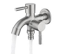 SMELEYOU Taps, Doppio Tocco di Giardino da 1/2 Pollici a Doppio Rubinetto in Acciaio Inossidabile Resistente alla ruggine per Giardino, Famiglia, Industria