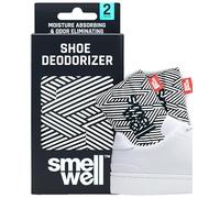 SmellWell - Deodorante per scarpe profumato - Eliminatore di odori - Carbone di bambù attivo - Sacchetti purificatori d'aria - Inserti deodoranti, 1 paio - misura originale - strisce bianche, 1 Count