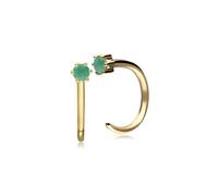 Smeraldo Tirare Attraverso Cerchio Orecchini IN 9ct Oro Giallo