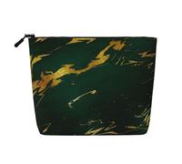 Smeraldo Verde intenso Toni della terra Marmo dorato, Borsa per cosmetici in lino sintetico Borsa per trucco Borsa da viaggio portatile