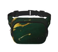 Smeraldo, verde intenso, toni della terra, marmo dorato, Marsupio quadrato a doppio strato, borsa da viaggio, marsupio casual