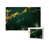 Smeraldo Verde intenso Toni della terra Marmo dorato,Puzzle in legno da 1000 pezzi per famiglie, puzzle per adulti e adolescenti