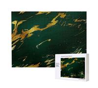 Smeraldo, verde intenso, toni della terra, marmo dorato,Puzzle in legno da 500 pezzi, gioco di famiglia, puzzle per adulti e adolescenti, decorazioni per la casa