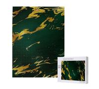 Smeraldo, verde intenso, toni della terra, marmo dorato,Puzzle in legno da 500 pezzi per adulti e adolescenti