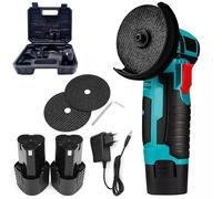 Smerigliatrice Angolare 19500 Giri/Min con Doppia Batteria e 2 Dischetti da 3"