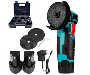 Smerigliatrice Angolare 19500 Giri/Min con Doppia Batteria e 2 Dischetti da 3"