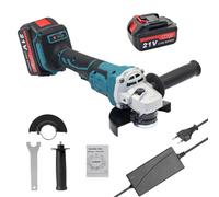Smerigliatrice angolare 21V 125mm, utensile rettifica elettrico con motore brushless per piastrelle, legno, pietra e acciaio, due batterie 1500 mAh, blu