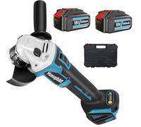 Smerigliatrice Angolare a Batteria 18V, 125mm Smerigliatrice angolare senza fil con 2Batterie 5.5Ah, 9500 RPM con ruote da taglio, Levigatrice lamellare per taglio e macinazone