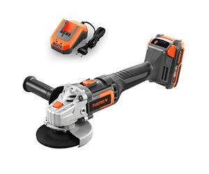 Smerigliatrice angolare a batteria 20V levigatrice FUXTEC E1WS20 - set con batteria 2Ah e caricatore 2,4A e disco/mola (diam. int: 22.23mm Ext: 115mm) - 60min di lavoro - max velocitá 7,500rp