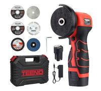 Smerigliatrice Angolare a Batteria TEENO 19.500 RPM, Mini Flessibile con 2 Batterie 2000mAh e 6 Dischi da Taglio 76mm Kit Completo