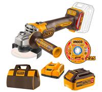 Smerigliatrice angolare batteria 20V 5 ah 115 mm Brushless 25 dischi Borsa Ingco