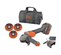Smerigliatrice angolare BLACK & DECKER BRUSHLESS + batteria 4.0Ah + Dischi+Borsa
