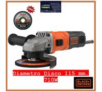 Mini smerigliatrice Black & Decker BEG010-QS 710 W 115 mm 12.000 giri/min con impugnatura laterale