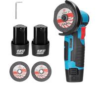 Smerigliatrice Angolare, Mini Flex a Batteria Portatile, Senza Filo 2 Batterie da 12V 2000 mAh, con Valigetta, 19500 giri/min
