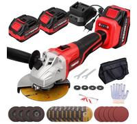 Smerigliatrice Angolare Motore Brushless con batterie 2 * 4000mAh,125mm Smerigliatrice Elettrica da 9100 giri/min,3 Velocità Variabili,21V 1000W per tagliare e lucidare metallo, legno, ecc