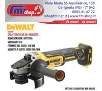 SMERIGLIATRICE ANGOLARE NUDA A BATTERIA LITIO 18V 125 mm VALIGIA DEWALT DCG405NT