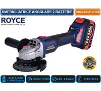 SMERIGLIATRICE ANGOLARE PROFESSIONALE CON DOPPIA BATTERIA 21V 4AH MOTORE 8500RPM
