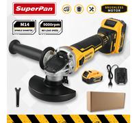 Smerigliatrice angolare senza spazzole 20 V 6,0 Ah, 680 W, 9000 giri/min, ruota da 125 mm | Mandrino M14 | Adatto alla batteria Dewalt da 20 V 2 BATTERY 1 CHARGER