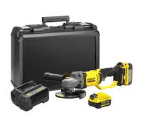 Stanley SFMCG400M2K-QW Mini-smerigliatrice V20 Li-Ion 18V con 2 batterie 4AH + caricabatterie 2A e custodia per il trasporto
