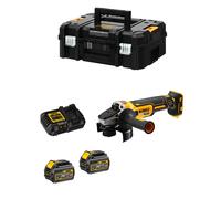 DeWalt Mini - Smerigliatrice brushless XR FLEXVOLT 54V 125mm con 2 batterie 54V/18V Li-Ion 6Ah Elettronica, Soft Start, Freno, Frizione e custodia TSTAK II, multicolore