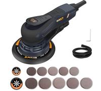 Smerigliatrice elettrica MAXXT senza spazzole da 350 W - Levigatrice orbitale 5.0 con dischi da 150 e 125 mm, attacco a tre punti, 4000-10000 giri/min (6 livelli), freno automatico (2 s) con 20 fogli