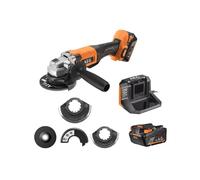 AEG - Smerigliatrice 125 mm senza fili 18 Volt, 9200 giri/min con 2 batterie Pro litio 4,0 Ah, caricatore e borsa - BEWS18-125X2-402B