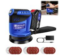 Smerigliatrice Orbitale Senza Fili 21V 3 Velocità Regolabili,Oscillazione 2.8mm,con 1 batteria,1 caricatore,12 Carte Abrasive,Multifunzione per Legno, Vernici, Metallo e Lucidatura Auto