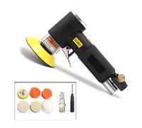 Smerigliatrice per calcestruzzo, smerigliatrice pneumatica per lucidatura da 5,1 cm e 7,6 cm, mini levigatrice orbitale ad aria lucidatrice a doppia azione per auto (kit levigatrice nera A)