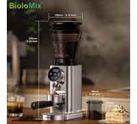 Smerigliatrice professionale BioloMix conica 48 impostazioni regolabili con supporto rimovibile per gocciolamento espresso e pressa francese
