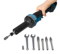 Smerigliatrice senza spazzole senza fili compatibile con batteria Dewalt-18 V, smerigliatrice elettrica dritta con mandrino da 6 mm e 5 frese in carburo, 4 velocità regolabili per rettifica e