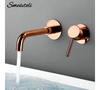 Smesiteli Bagno Separato Rubinetto Del Bacino Lucidato in Oro Rosa a Scomparsa Doppio Foro Singolo Maniglia in Ottone Vasca da Bagno Rubinetto PC-210mm