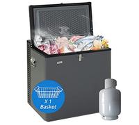 SMETA Frigorifero a gas con freezer, frigorifero a 3 vie con congelatore, 12 V/240 V/gas propano, per camper, roulotte, garage, camper, 70 l, nero con serratura