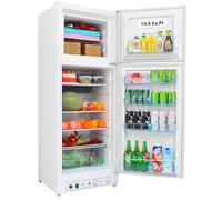 SMETA Frigorifero Gas con Congelatore 275 Litri (203+62) Frigorifero Combinato Silenzioso per Gîte, Garage, Camper, Roulotte, Campeggio, Casa Mobile, Bianco