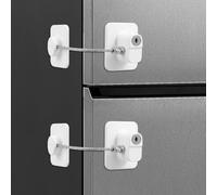 SMETA Lot de 2 Cadenas Frigo, Sécurité Fenêtre Enfant | Bloque Sécurite à Clé, Serrure de Porte de Réfrigérateur, Verrou Protection Enfant pour Fenêtre Tiroir Armoir, Blanc