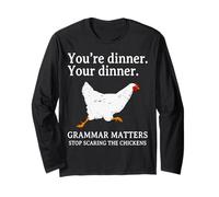 Smettere di spaventare i polli Insegnante Divertente Grammatica Inglese Maglia a Manica