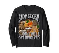 Smetti di sessismo o mi coinvolgo Divertente Capybara Meme Bootleg Maglia a Manica